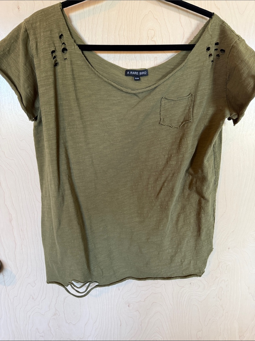 A Rare Bird Distressed Scoop Neck Top